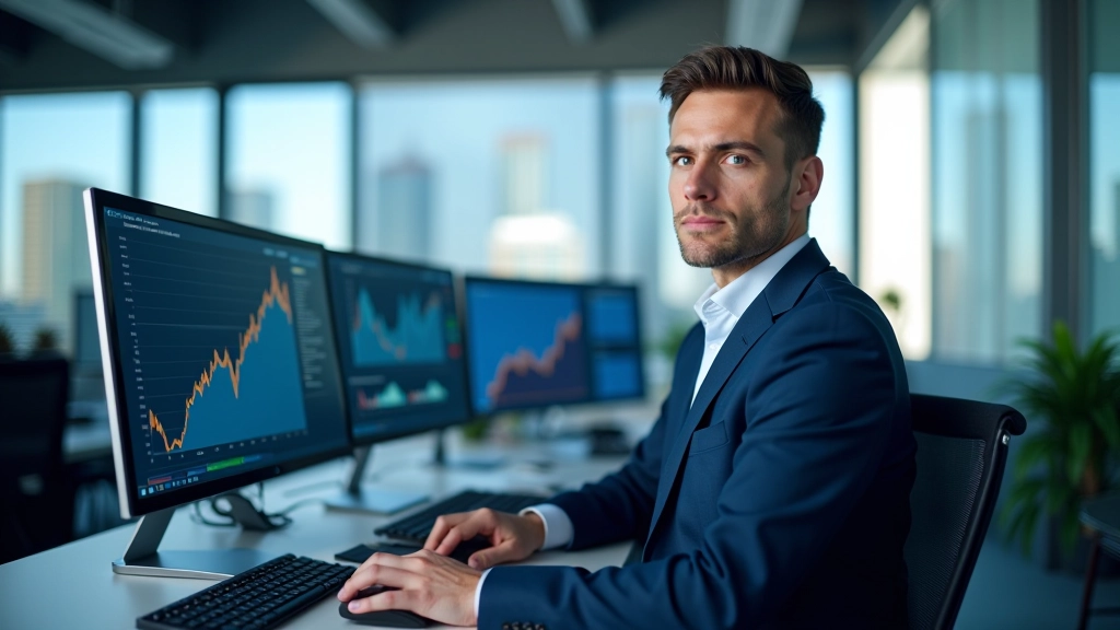 Moderní kancelář finanční analýzy s grafy a daty