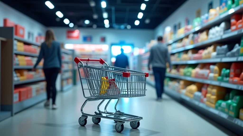 Nákupní náklaďák v obchodním centru ukazující trendy spotřeby a úvěrování